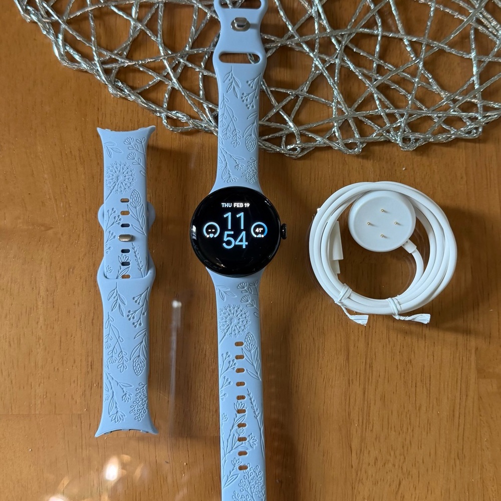 Google Smartwatch with Light Blue Bands